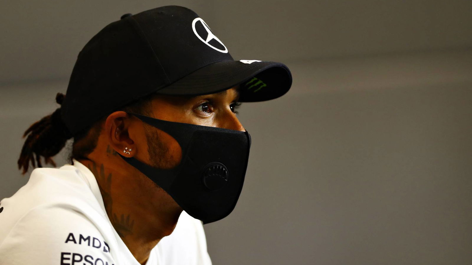 Lewis Hamilton (GBR) Mercedes AMG F1 in the post race FIA Press Conference.
