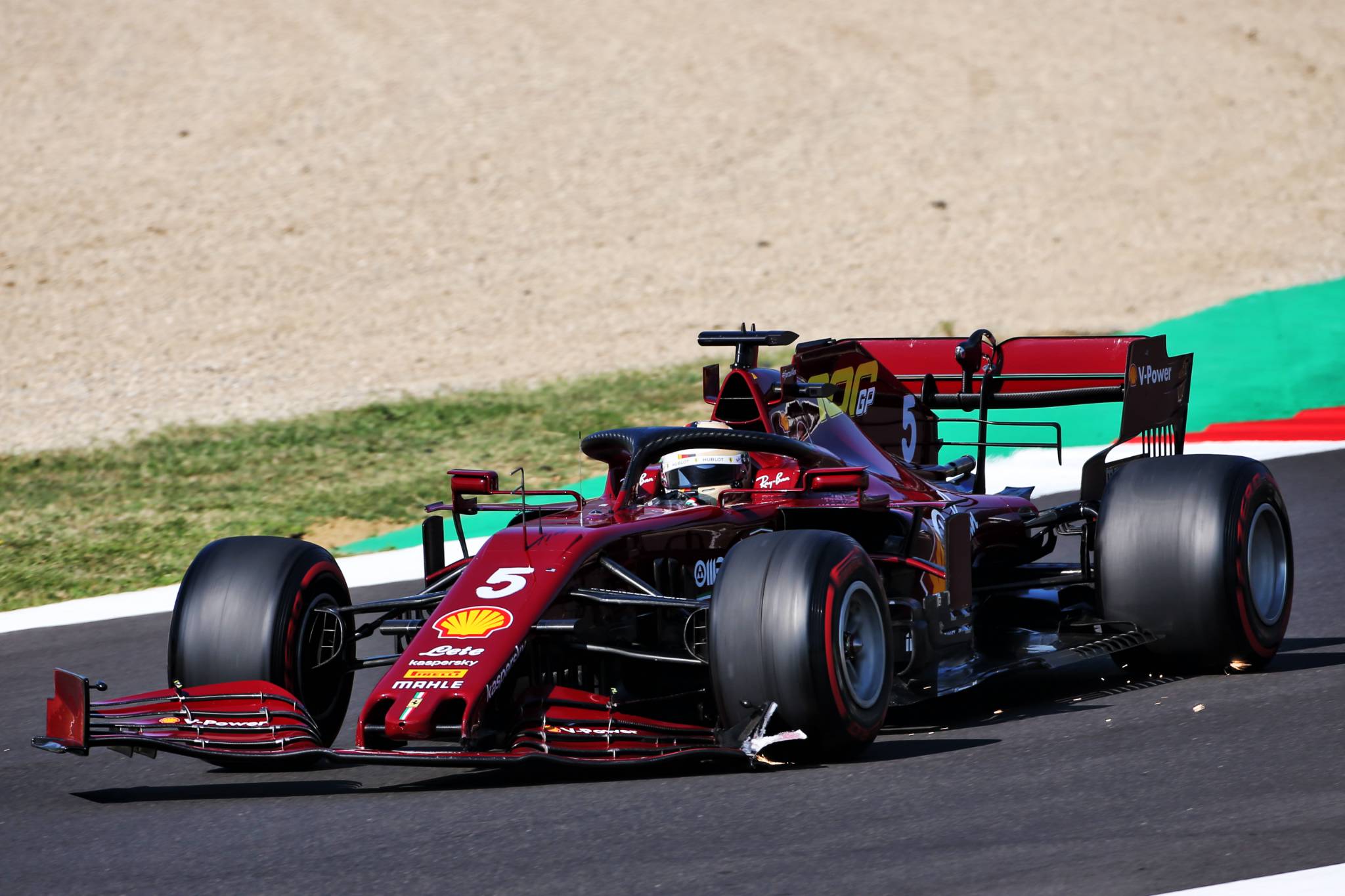 Sebastian Vettel (GER) Ferrari SF1000 with a broken front wing.