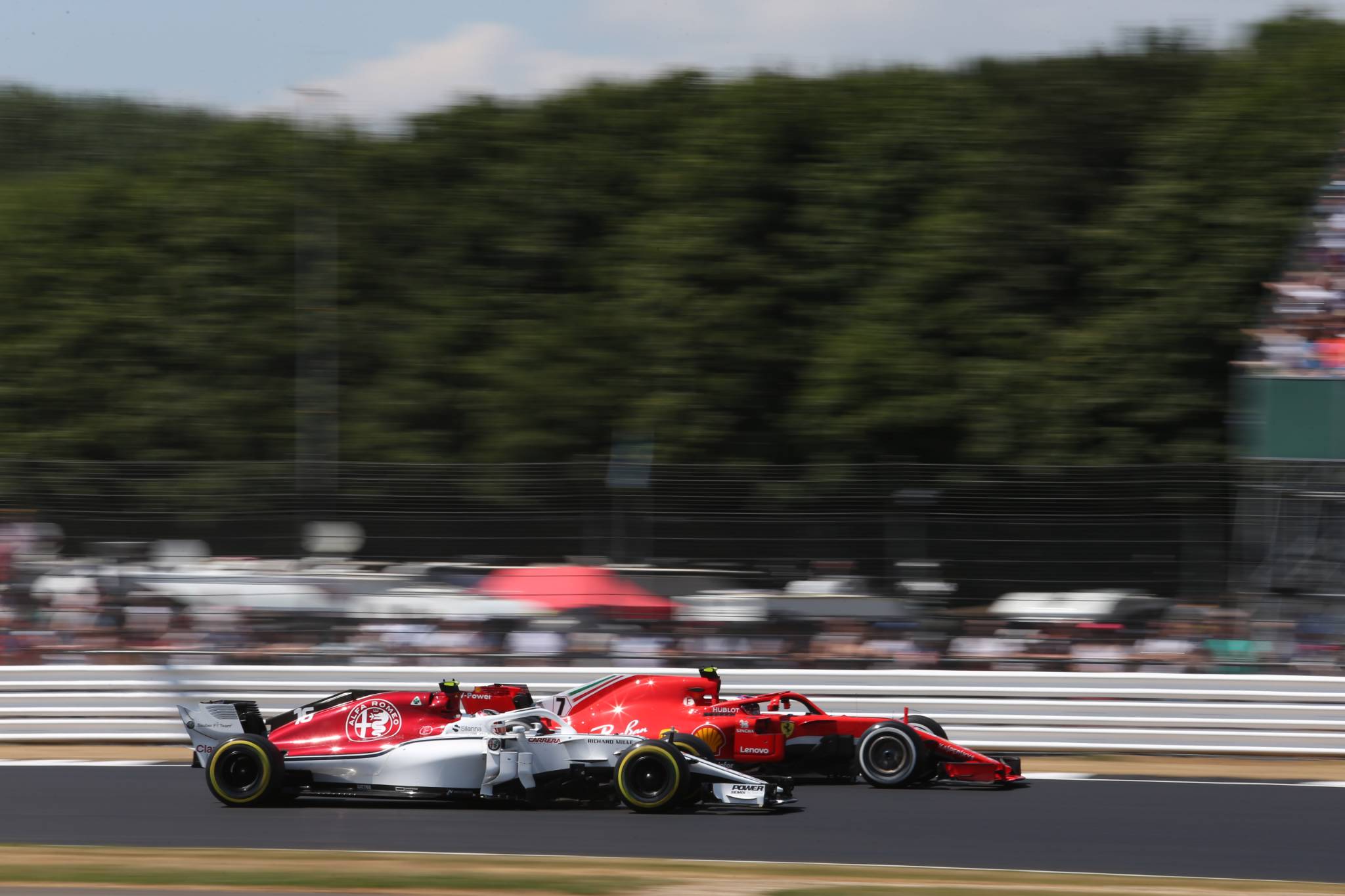 07.07.2018- Qualifying, Kimi Raikkonen (FIN) Scuderia Ferrari SF71H and Charles Leclerc (GER) Alfa Romeo Sauber C37