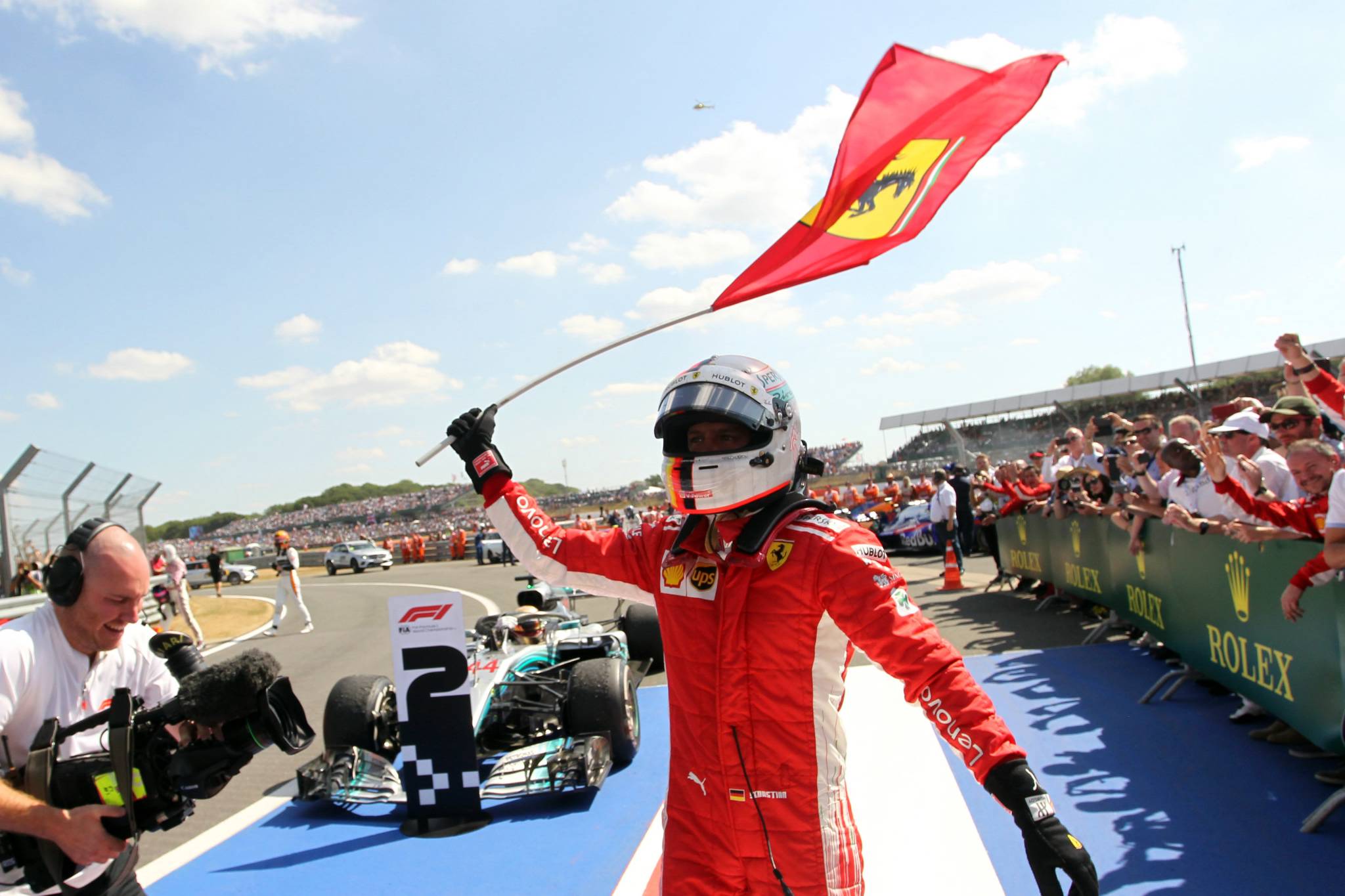 08.07.2018- Celebration in parc fermee, winner Sebastian Vettel (GER) Scuderia Ferrari SF71H