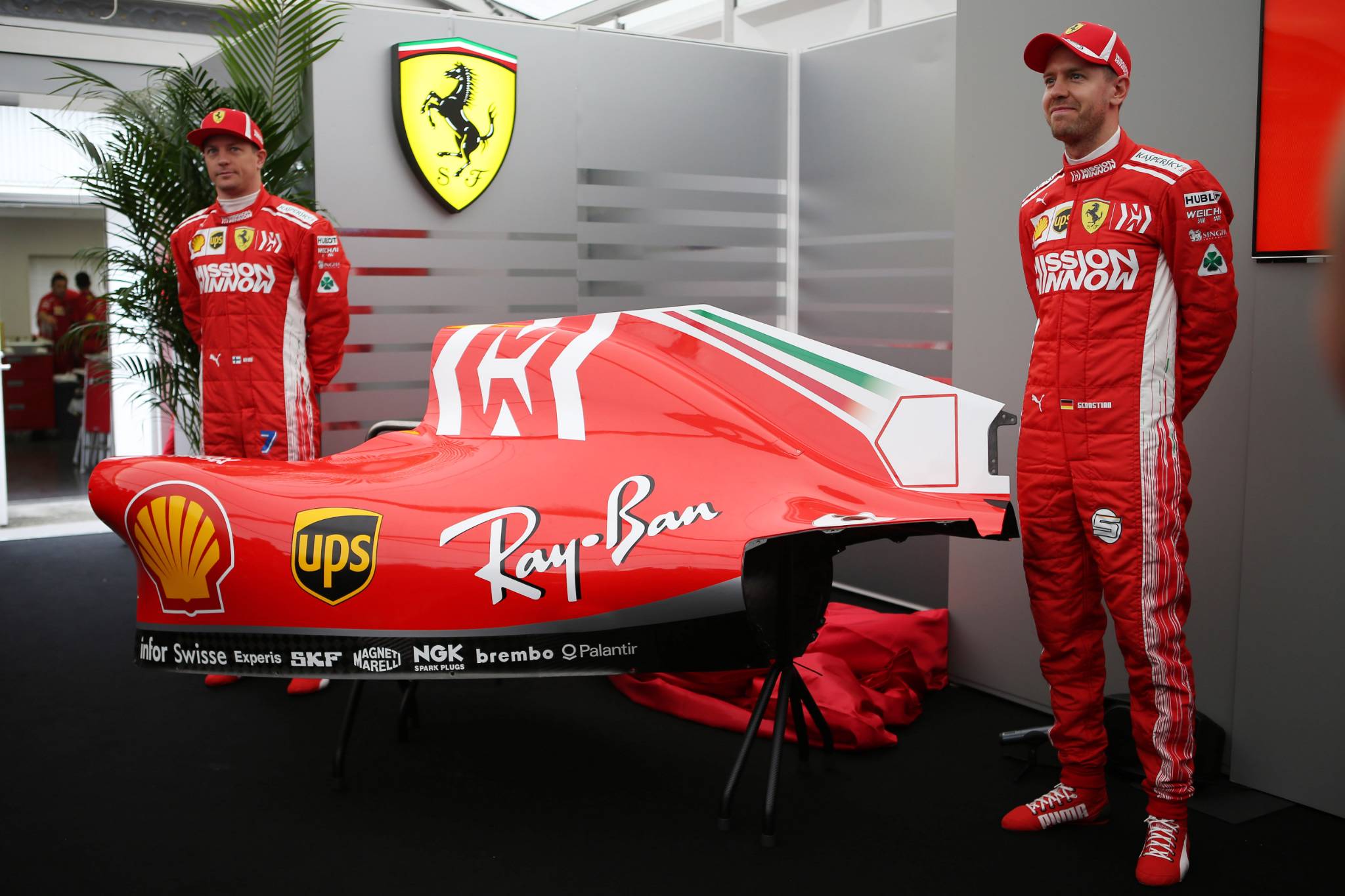 04.10.2018 - Kimi Raikkonen (FIN) Ferrari SF71H and Sebastian Vettel (GER) Ferrari SF71H. Ferrari and Phillip Morris launch Mission Minnow and a new logo.