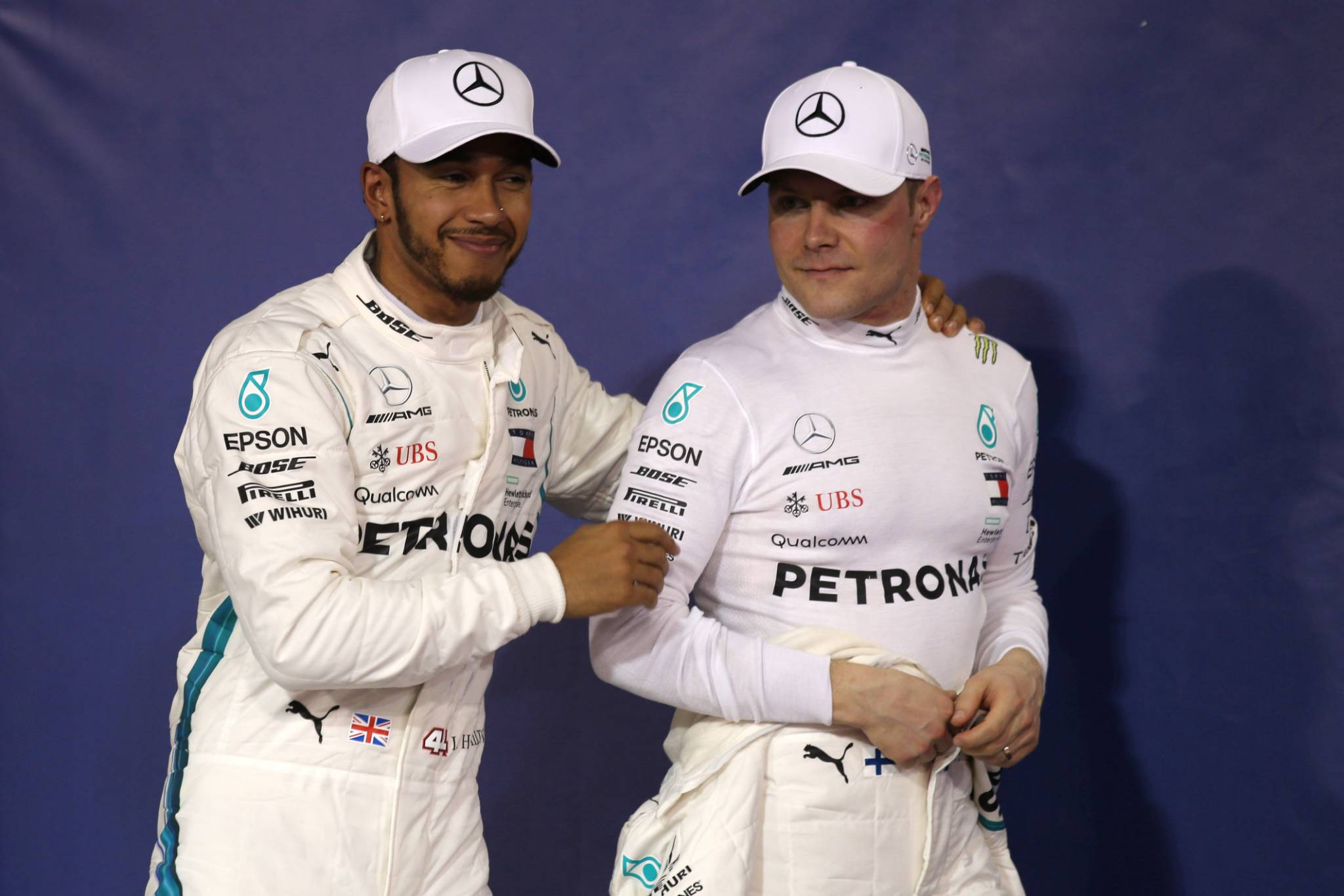 24.11.2018 - Qualifying, Lewis Hamilton (GBR) Mercedes AMG F1 W09 pole position and 2nd place Valtteri Bottas (FIN) Mercedes AMG F1 W09