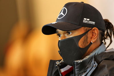 Lewis Hamilton (GBR) Mercedes AMG F1 in the FIA Press Conference.