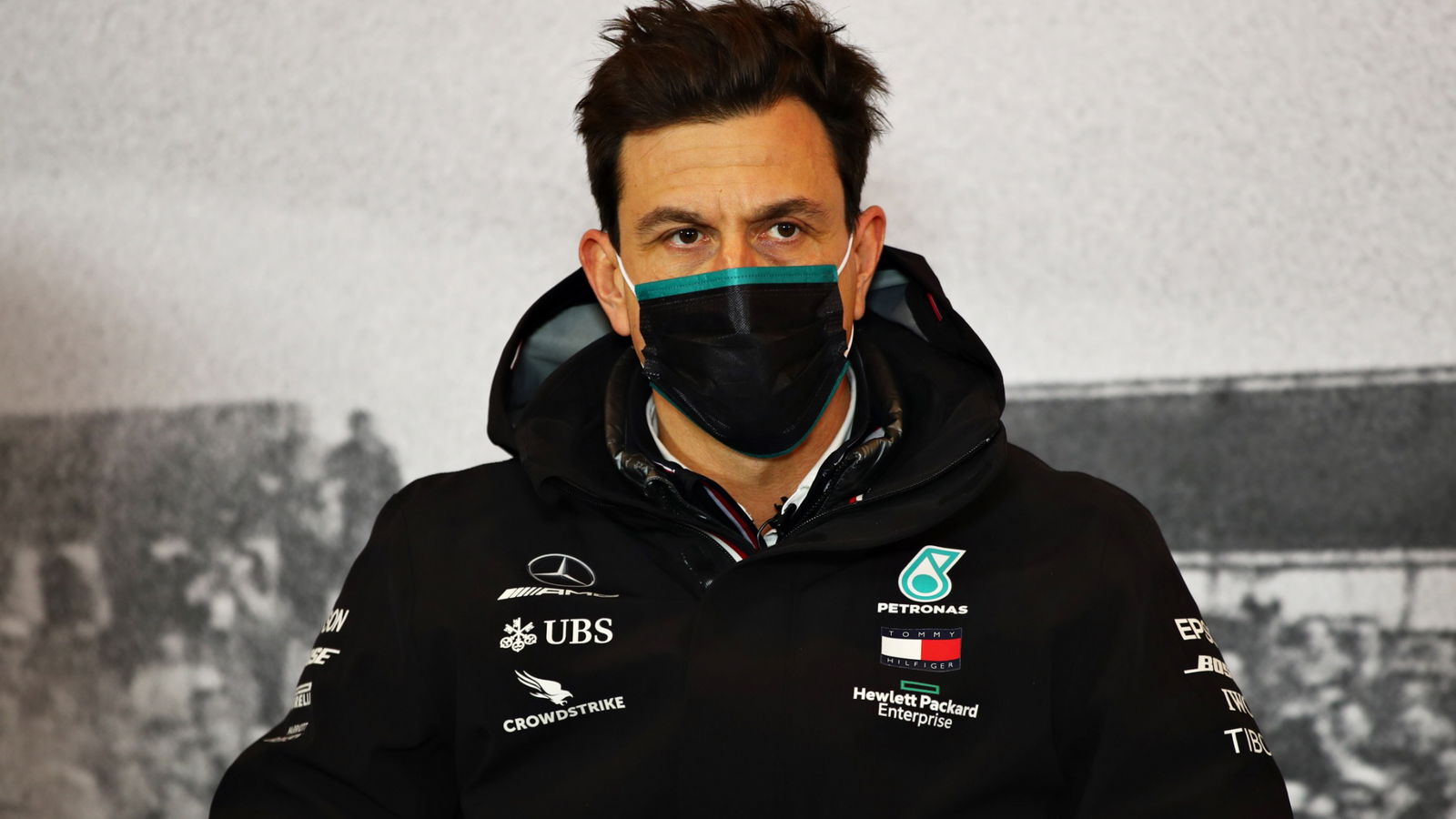 Toto Wolff (GER) Mercedes AMG F1 Shareholder and Executive Director in the FIA Press Conference.