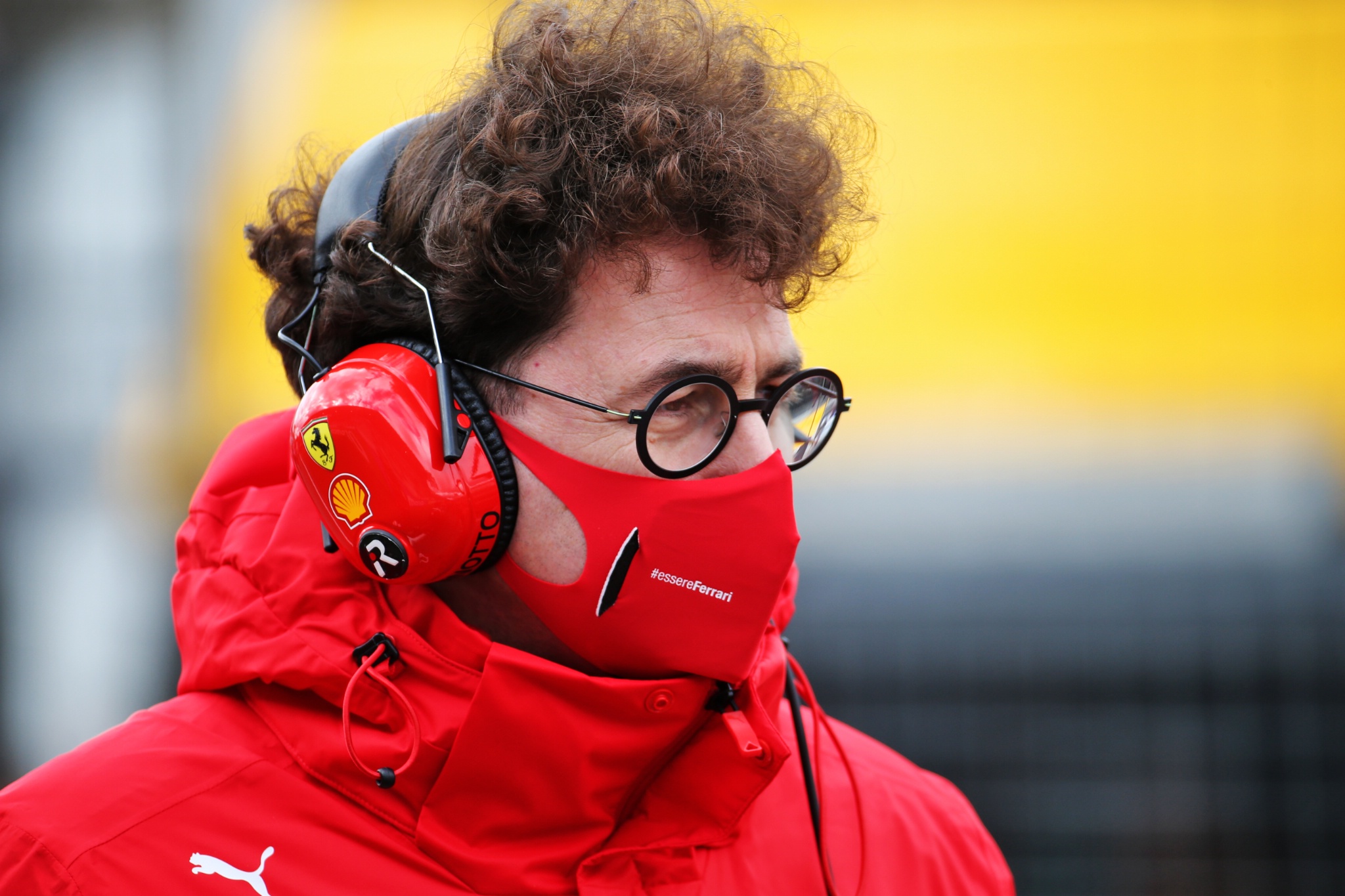Mattia Binotto (ITA) Ferrari Team Principal on the grid.