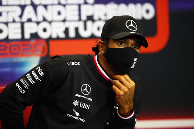 Lewis Hamilton (GBR) Mercedes AMG F1 in the FIA Press Conference.