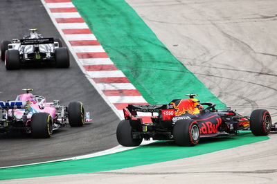 Alexander Albon (THA) Red Bull Racing RB16 runs wide.