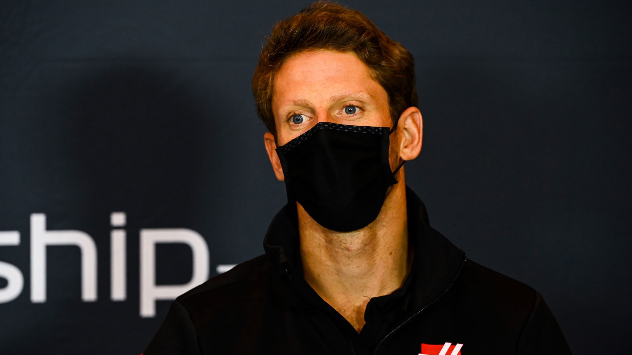 Romain Grosjean (FRA) Haas F1 Team in the FIA Press Conference.