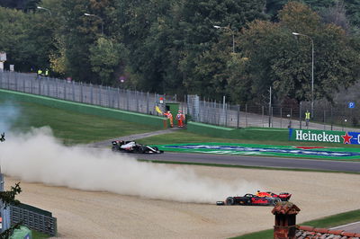 Max Verstappen (NLD) Red Bull Racing RB16 crashes out of the race.