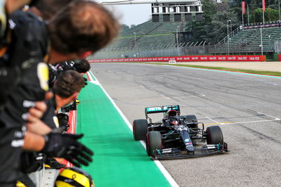 Race winner Lewis Hamilton (GBR) Mercedes AMG F1 W11 at the end of the race.