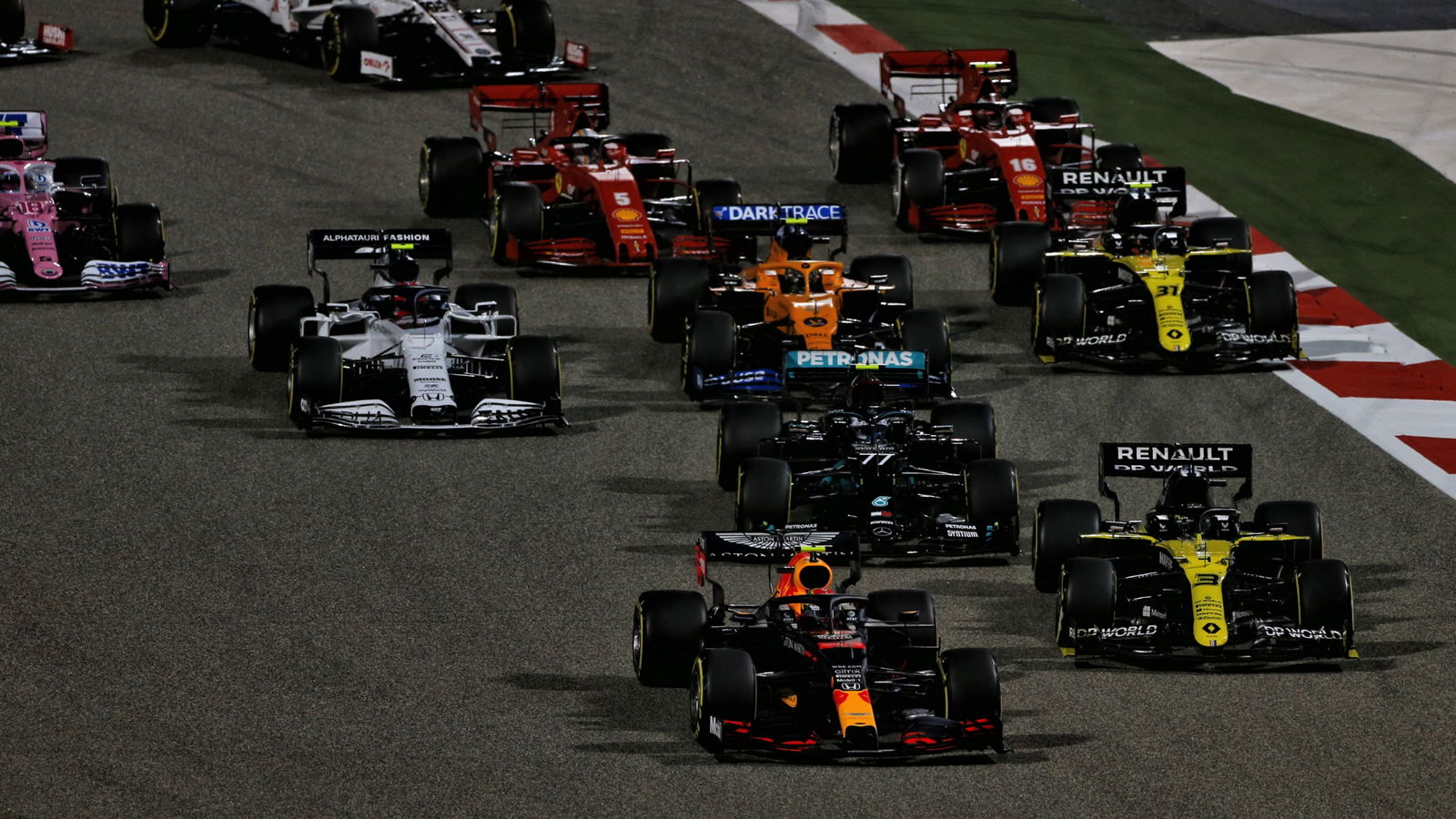 Alexander Albon (THA) Red Bull Racing RB16 at the start of the race.