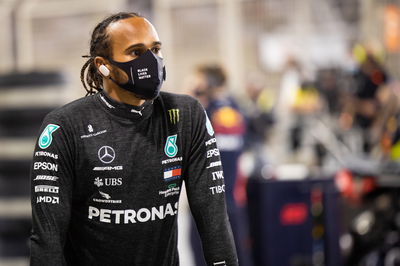 Lewis Hamilton (GBR) Mercedes AMG F1 in the pits while the race is stopped.