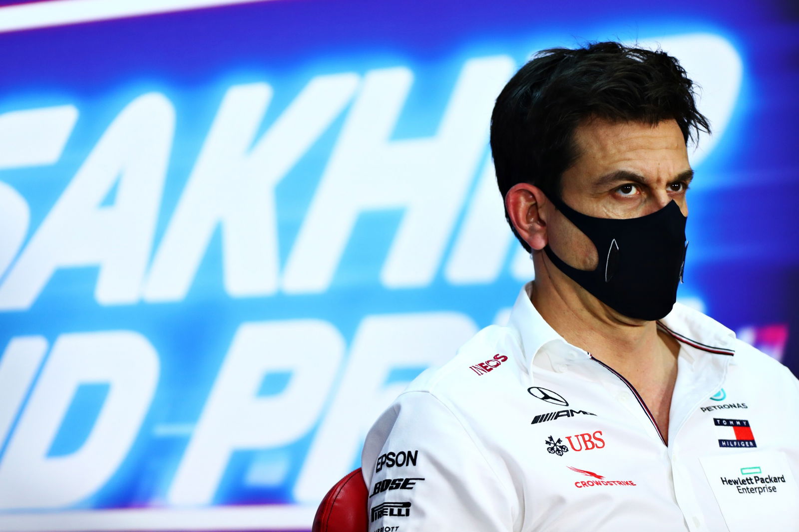 Toto Wolff (GER) Mercedes AMG F1 Shareholder and Executive Director in the FIA Press Conference.