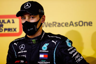 George Russell (GBR) Mercedes AMG F1 in qualifying parc ferme.