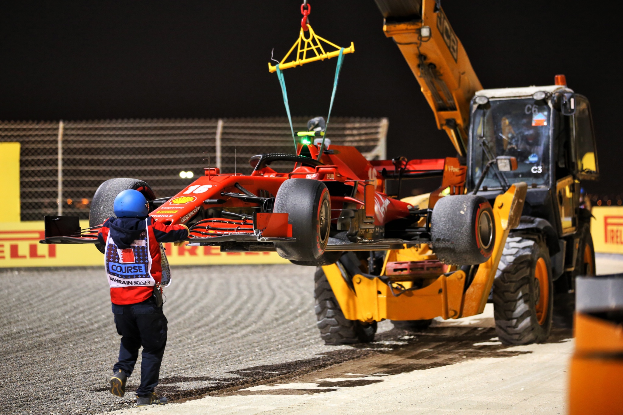 The Ferrari SF1000 of race retiree Charles Leclerc (MON) Ferrari is removed from the circuit.