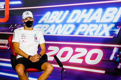 George Russell (GBR) Mercedes AMG F1 in the FIA Press Conference.