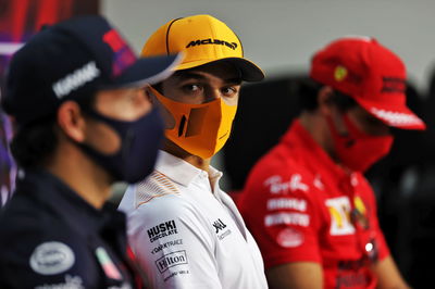 Lando Norris (GBR) McLaren in the FIA Press Conference.