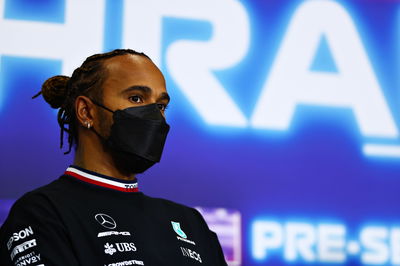 Lewis Hamilton (GBR) Mercedes AMG F1 in the FIA Press Conference.