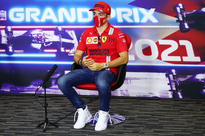 Charles Leclerc (MON) Ferrari in the FIA Press Conference.