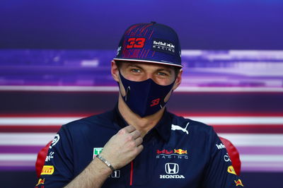 Max Verstappen (NLD) Red Bull Racing in the FIA Press Conference.