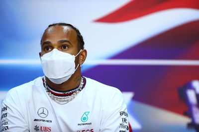 Lewis Hamilton (GBR) Mercedes AMG F1 in the FIA Press Conference.