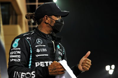 Lewis Hamilton (GBR) Mercedes AMG F1 in qualifying parc ferme.