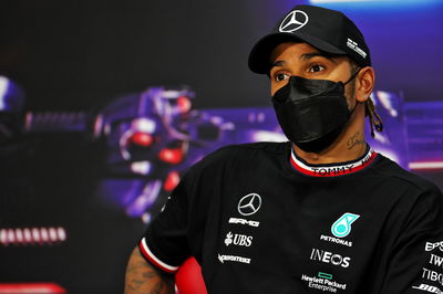 Lewis Hamilton (GBR) Mercedes AMG F1 in the post qualifying FIA Press Conference.