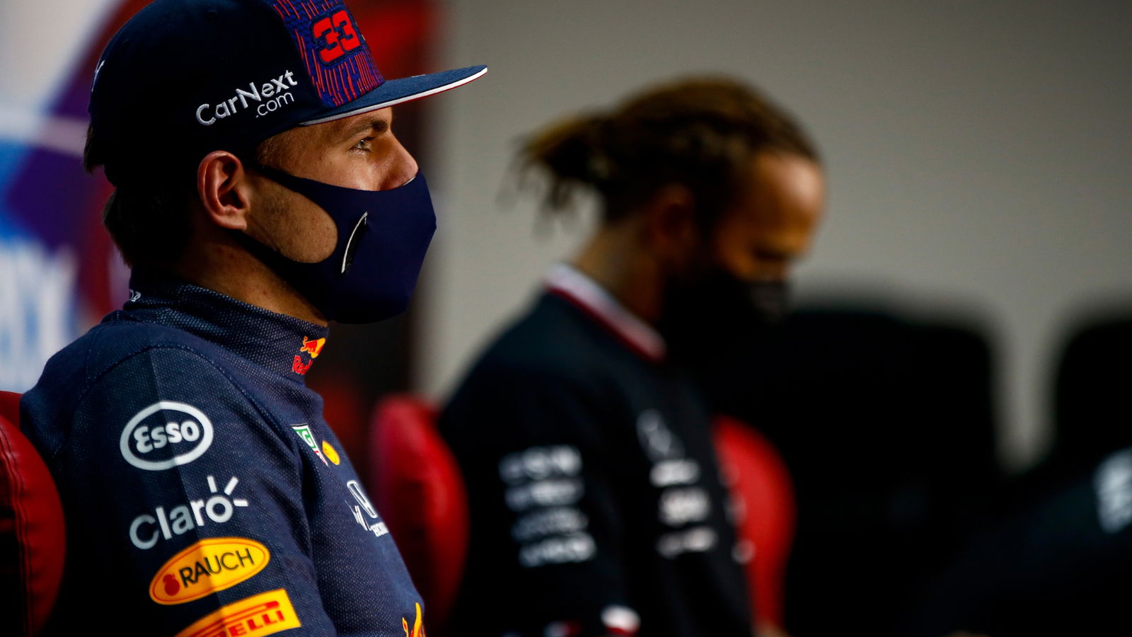Max Verstappen (NLD) Red Bull Racing in the post race FIA Press Conference.