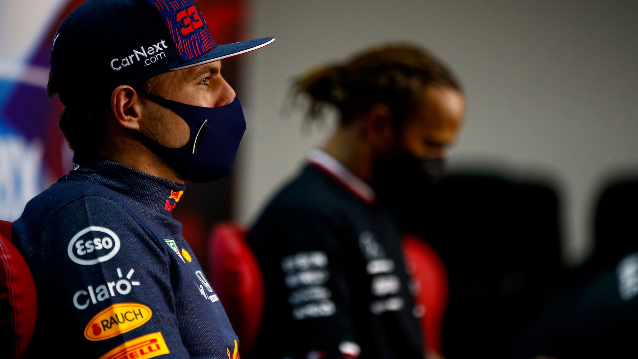 Max Verstappen (NLD) Red Bull Racing in the post race FIA Press Conference.