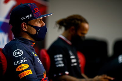 Max Verstappen (NLD) Red Bull Racing in the post race FIA Press Conference.