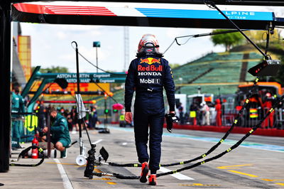 Max Verstappen (NLD) Red Bull Racing stopped in the second practice session.