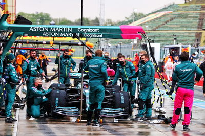 Sebastian Vettel (GER) Aston Martin F1 Team AMR21 in the pits before the start of the race.