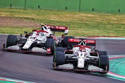 Kimi Raikkonen (FIN) Alfa Romeo Racing C41 leads team mate Antonio Giovinazzi (ITA) Alfa Romeo Racing C41.