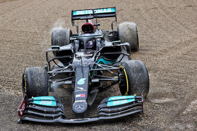 Lewis Hamilton (GBR) Mercedes AMG F1 W12 reverses back on to the circuit after going off at Tosa.