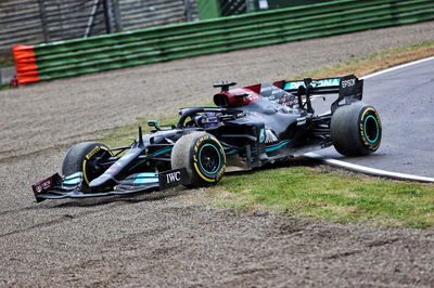 Lewis Hamilton (GBR) Mercedes AMG F1 W12 reverses back onto the circuit at Tosa.