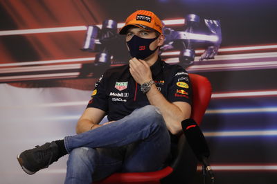 Max Verstappen (NLD) Red Bull Racing in the FIA Press Conference.