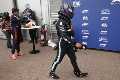 Lewis Hamilton (GBR) Mercedes AMG F1 in qualifying parc ferme.