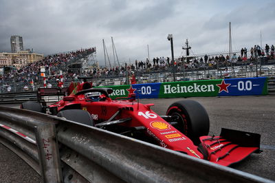 Charles Leclerc (MON) Ferrari SF-21 hits the inside barrier during qualifying.