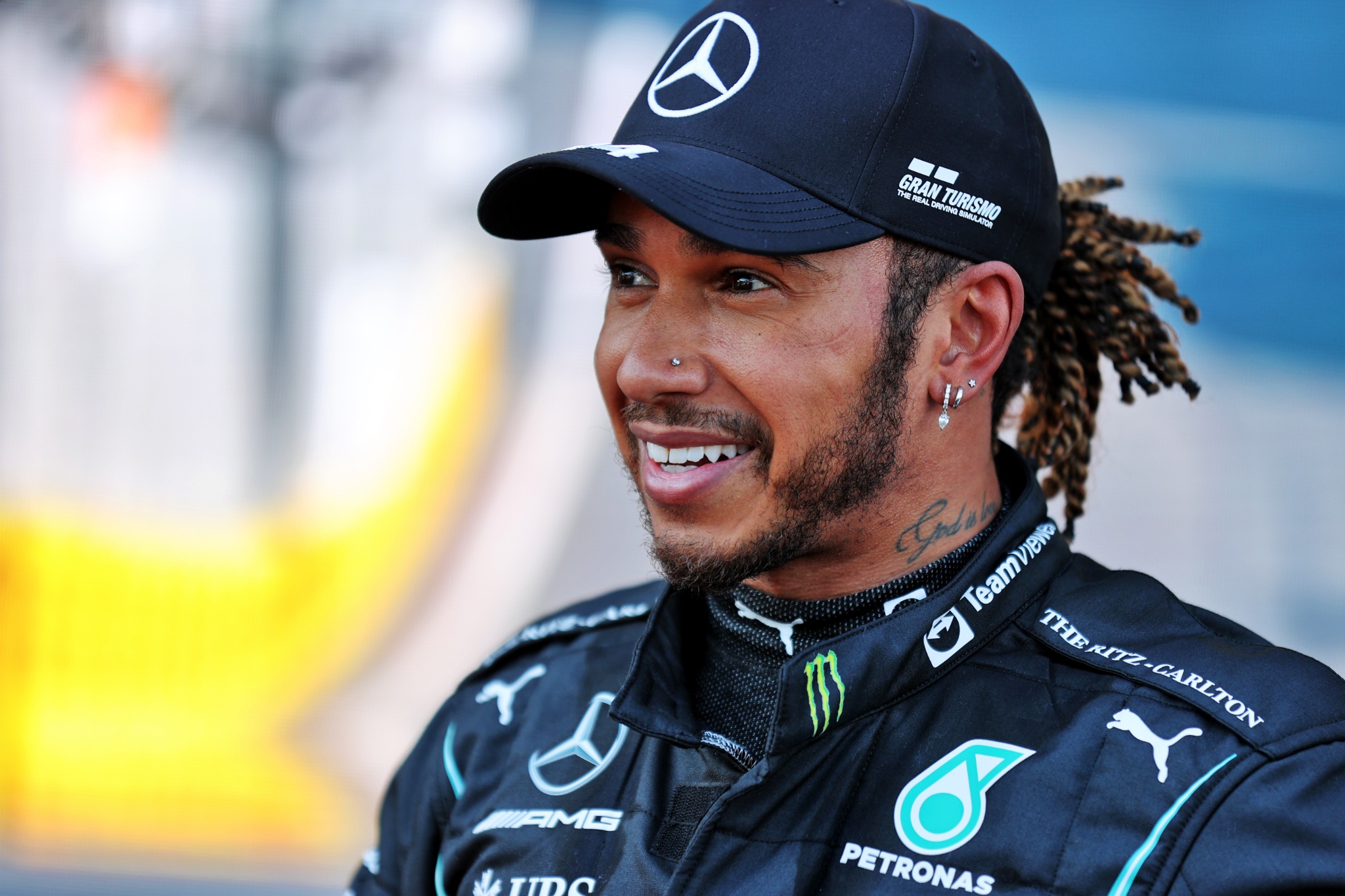 Lewis Hamilton (GBR) Mercedes AMG F1 in qualifying parc ferme.
