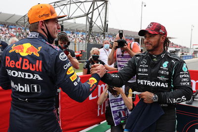 Pole for Max Verstappen (NLD) Red Bull Racing and 2nd for Lewis Hamilton (GBR) Mercedes AMG F1.