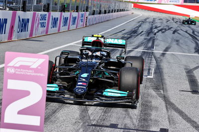 Second fastest Valtteri Bottas (FIN) Mercedes AMG F1 W12 in qualifying parc ferme.