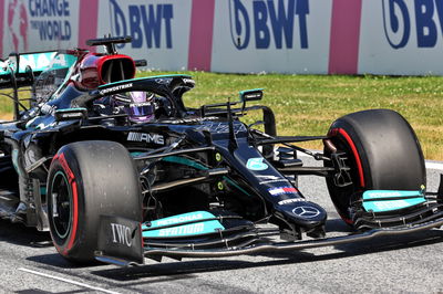 Lewis Hamilton (GBR) Mercedes AMG F1 W12 in qualifying parc ferme.