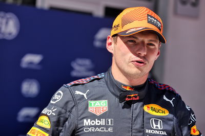 Pole sitter Max Verstappen (NLD) Red Bull Racing in qualifying parc ferme.