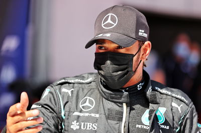 Lewis Hamilton (GBR) Mercedes AMG F1 in qualifying parc ferme.