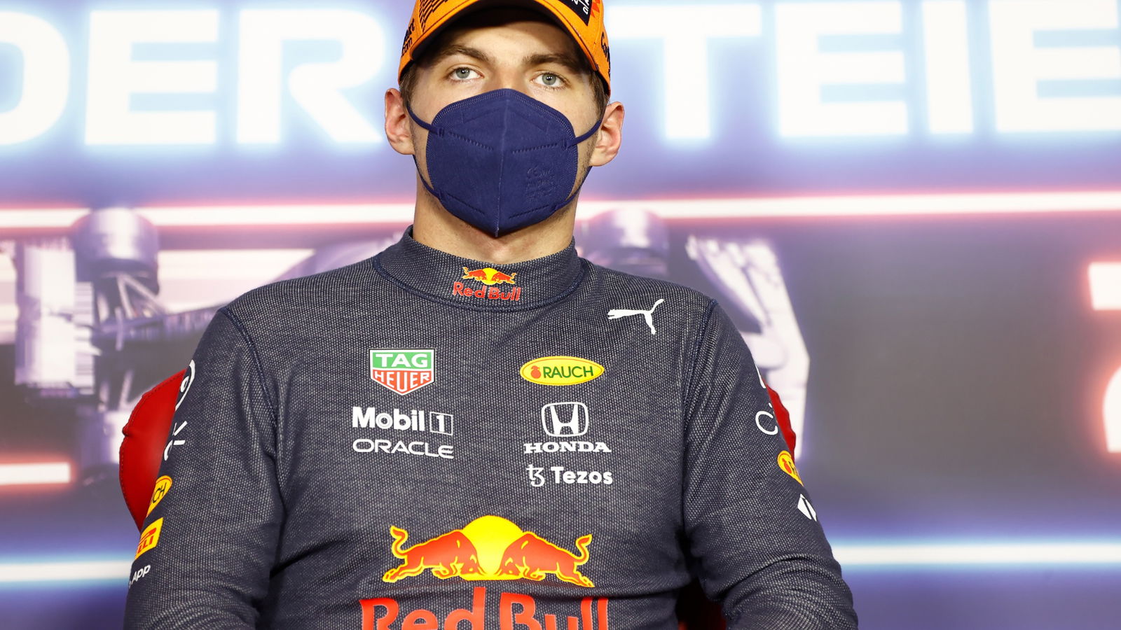 Max Verstappen (NLD) Red Bull Racing in the post race FIA Press Conference.