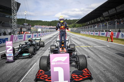 Race winner Max Verstappen (NLD) Red Bull Racing RB16B celebrates in parc ferme.