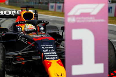 Race winner Max Verstappen (NLD) Red Bull Racing RB16B in parc ferme.