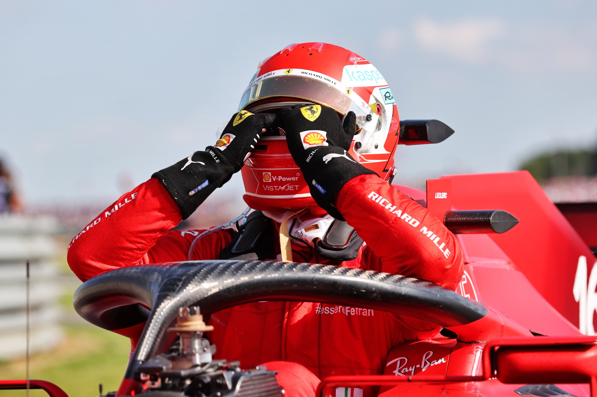 Second placed Charles Leclerc (MON) Ferrari SF-21 in parc ferme.