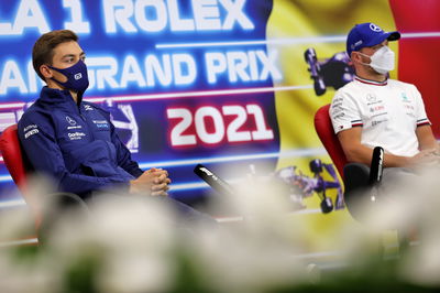 (L to R): George Russell (GBR) Williams Racing and Valtteri Bottas (FIN) Mercedes AMG F1 in the FIA Press Conference.