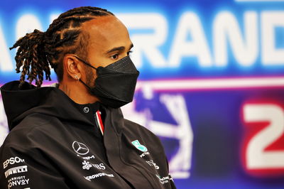 Lewis Hamilton (GBR) Mercedes AMG F1 in the FIA Press Conference.